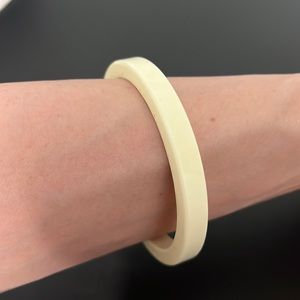 Vintage Plastic Bangle Bracelet, Cream, White, Retro, Boho